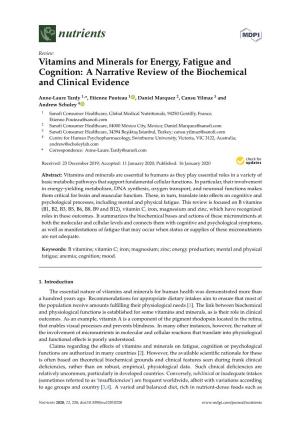 Vitamins and Minerals for Energy, Fatigue and Cognition: a Narrative Review of the Biochemical and Clinical Evidence