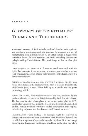 Glossary of Spiritualist Terms and Techniques