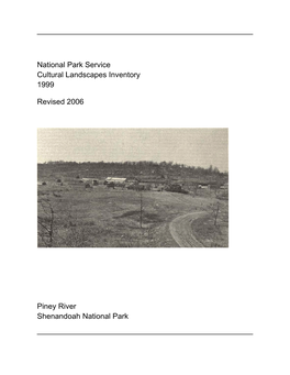 Cultural Landscapes Inventory: Piney River, Shenandoah National Park