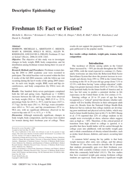 Freshman 15: Fact Or Fiction?