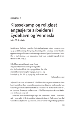 Klassekamp Og Religiøst Engasjerte Arbeidere I Eydehavn Og Vennesla Nils M