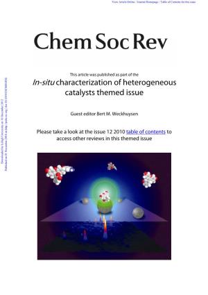 In-Situ Characterization of Heterogeneous Catalysts Themed Issue