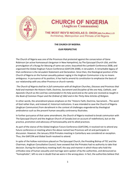 OUR PERSPECTIVE the Church of Nigeria Was
