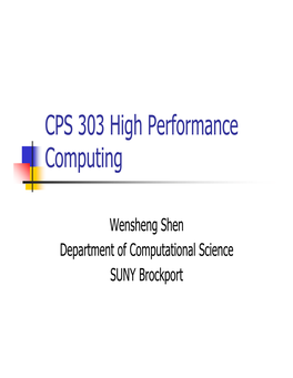 CPS 303 High Performance Computing