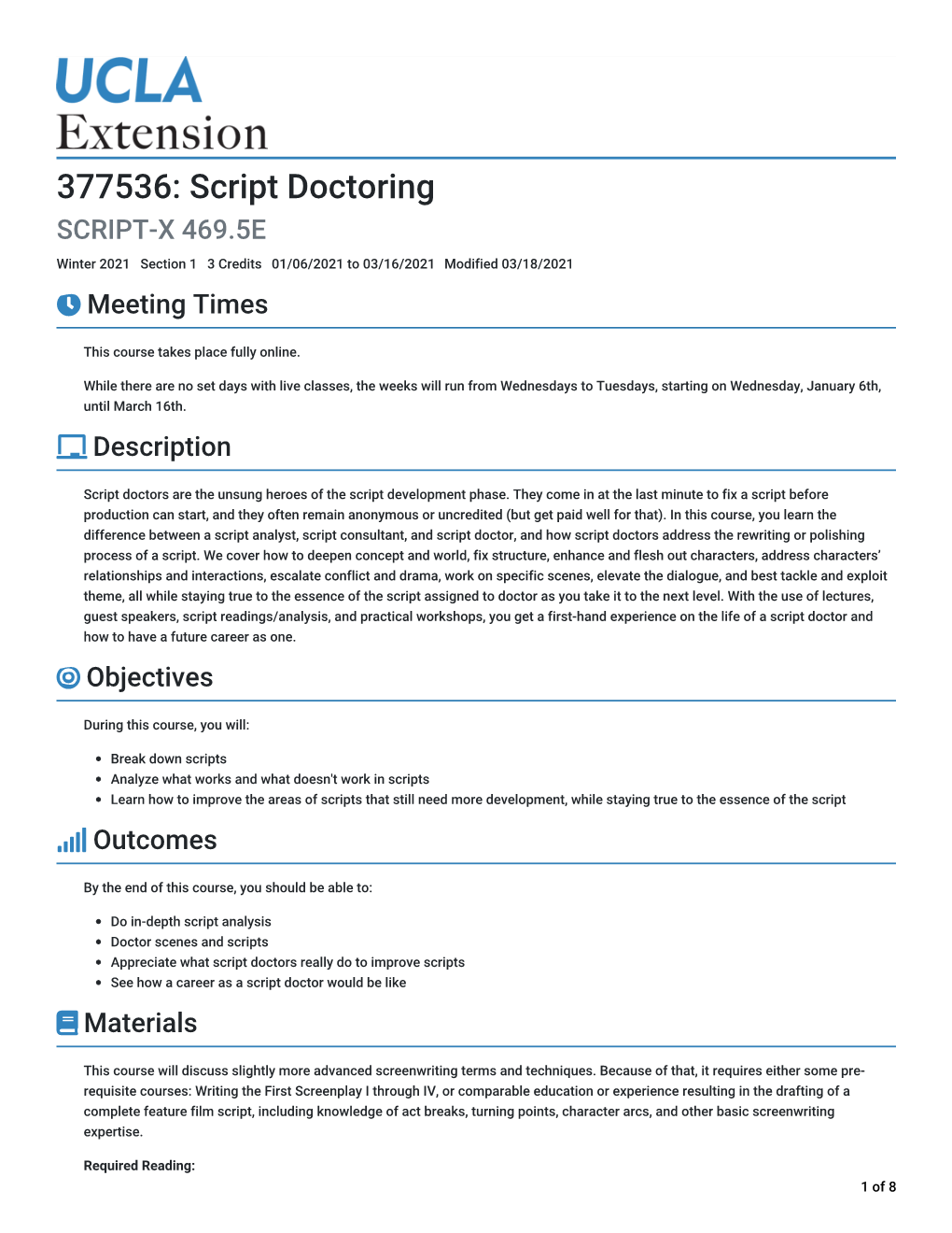 377536: Script Doctoring > Syllabus | Concourse