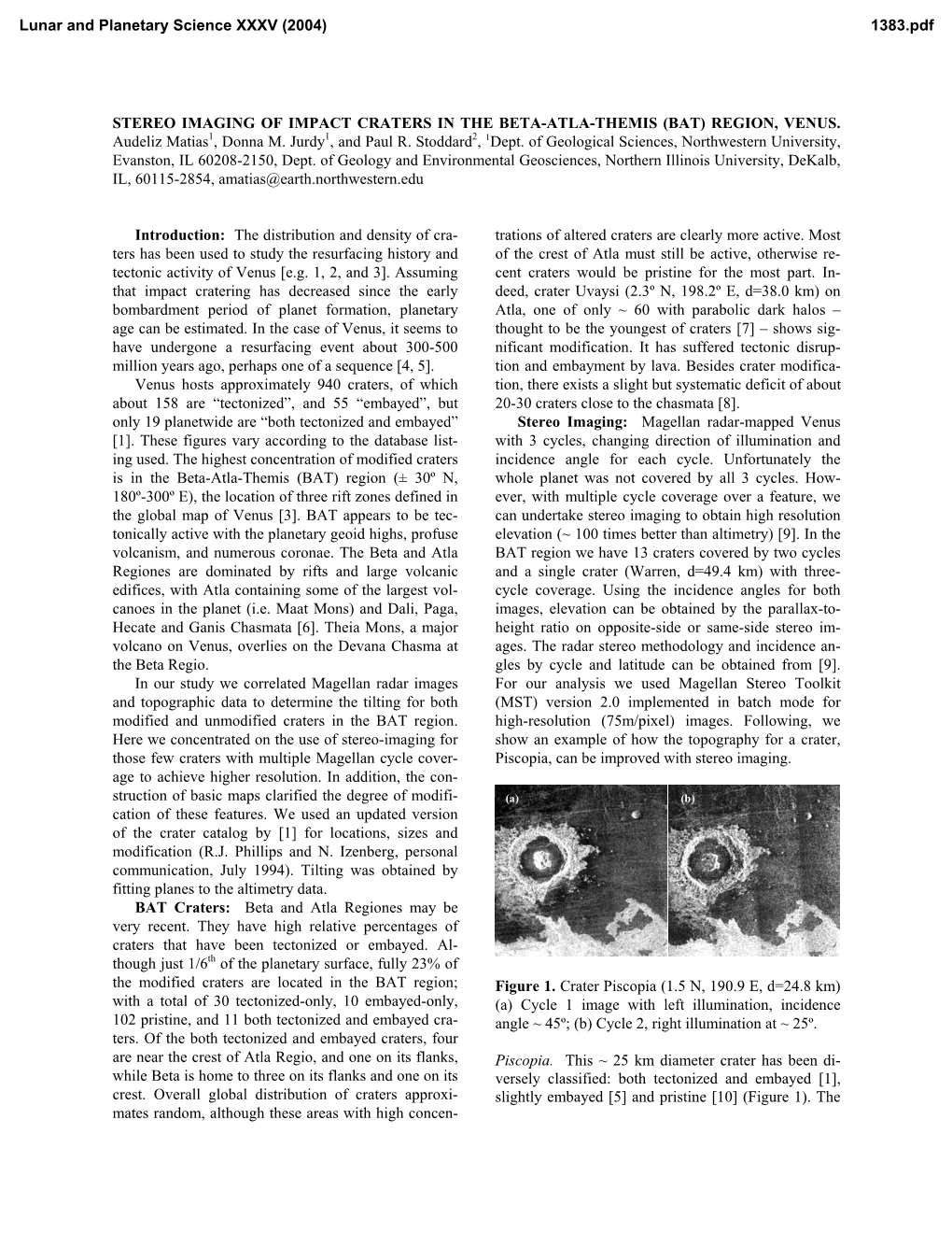 Stereo Imaging of Impact Craters in the Beta-Atla-Themis (Bat) Region, Venus