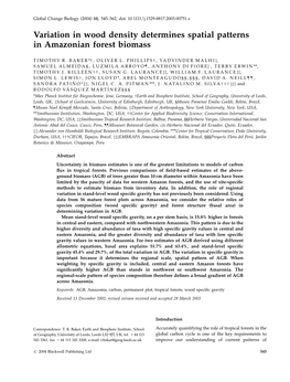 Variation in Wood Density Determines Spatial Patterns in Amazonian Forest Biomass