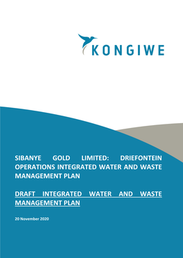 Sibanye Gold Limited: Driefontein Operations Integrated Water and Waste Management Plan