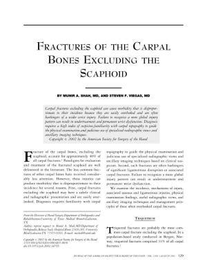 Fractures of the Carpal Bones Excluding the Scaphoid