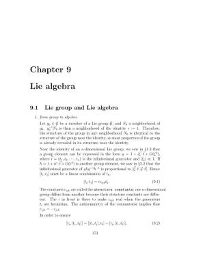 Chapter 9 Lie Algebra