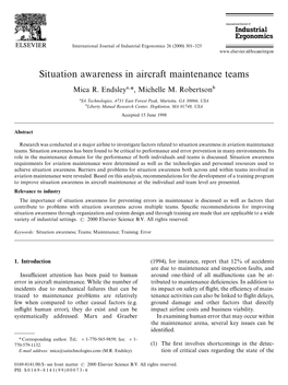 Situation Awareness in Aircraft Maintenance Teams Mica R