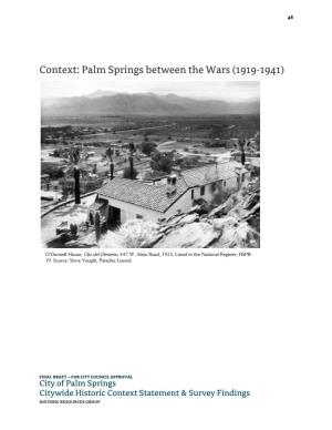 Context: Palm Springs Between the Wars (1919-1941)