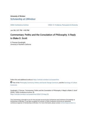 Commentary: Peitho and the Consolation of Philosophy: a Reply to Blake D