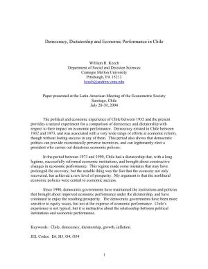 Democracy, Dictatorship and Economic Performance in Chile
