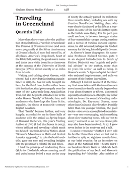 Traveling in Greeneland Graham Greene Studies Volume 1 158