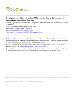 Development and Characterization of Microsatellite Loci