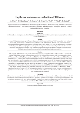 Erythema Nodosum: an Evaluation of 100 Cases A