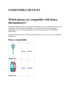 COMPATIBLE DEVICES Which Phones Are Compatible with Kinsa