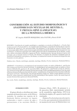 Contribución Al Estudio Morfológico Y Anatómico En Nuculas De Mentha L
