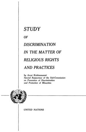 Study of Discrimination in the Matter of Religious Rights and Practice