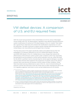 VW Defeat Devices: a Comparison of U.S