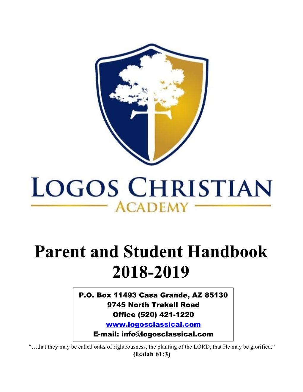 Parent and Student Handbook 2018-2019