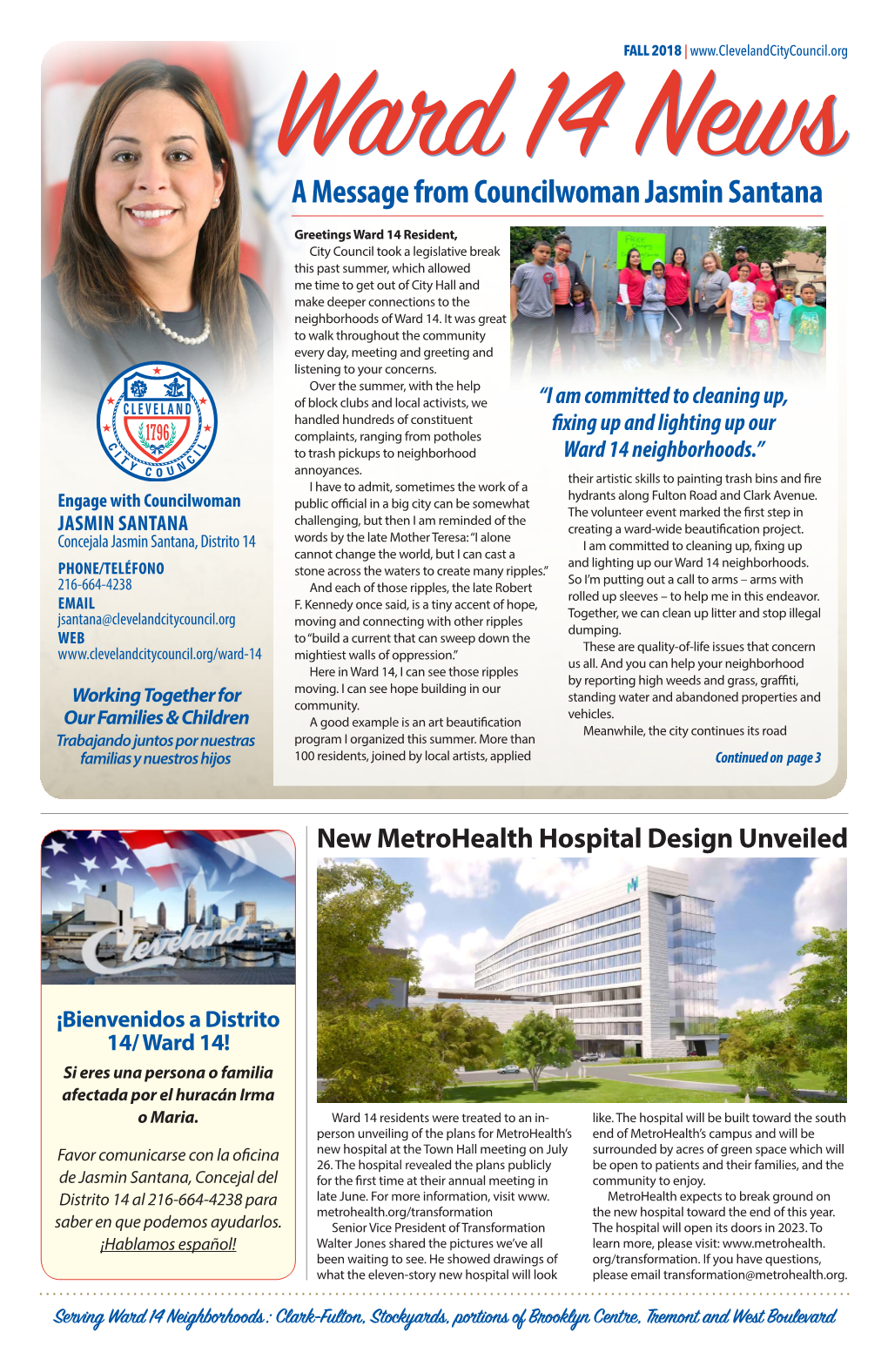 Ward 14 News ~ Fall 2018, Council Member Jasmin Santana