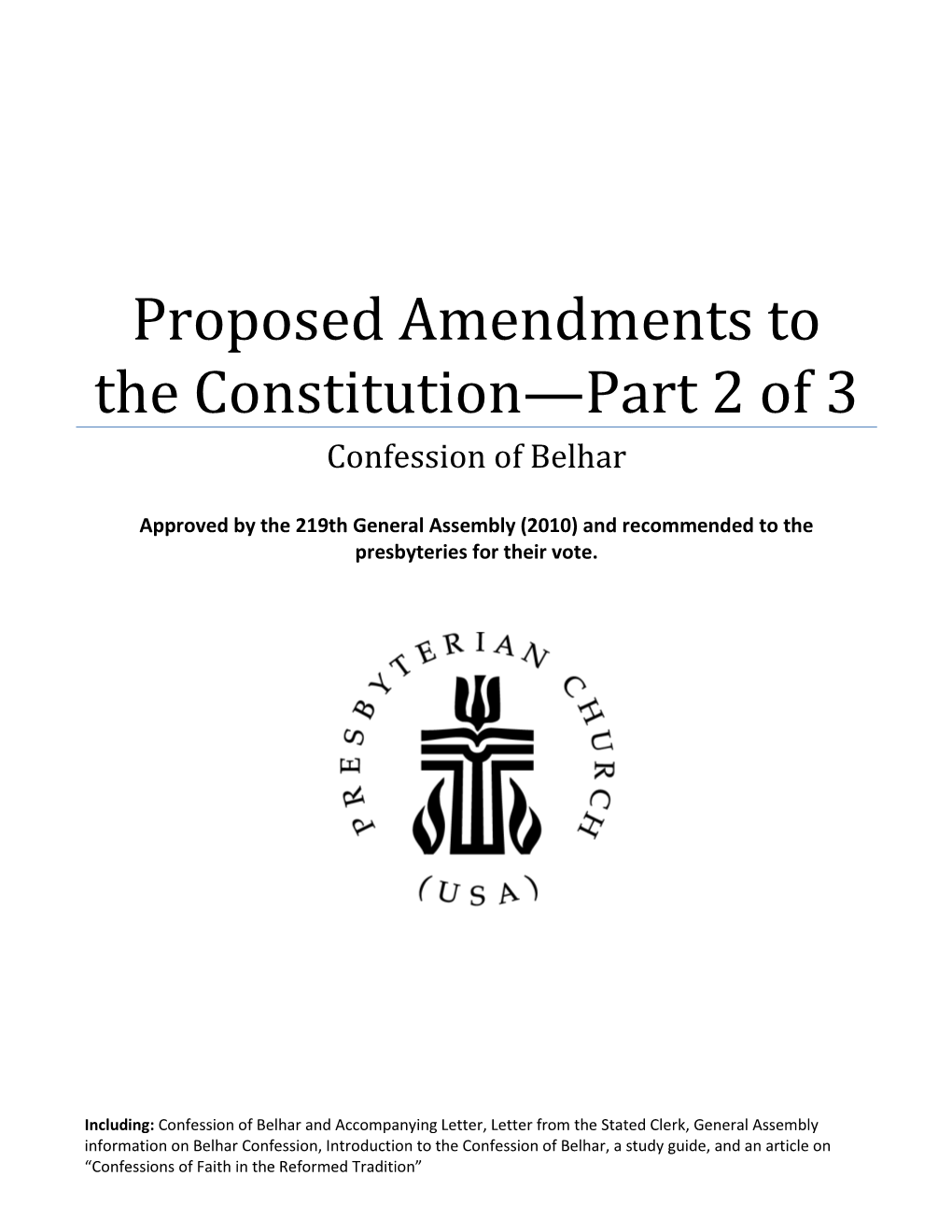 Copy of the Proposed Amendments to the Constitution