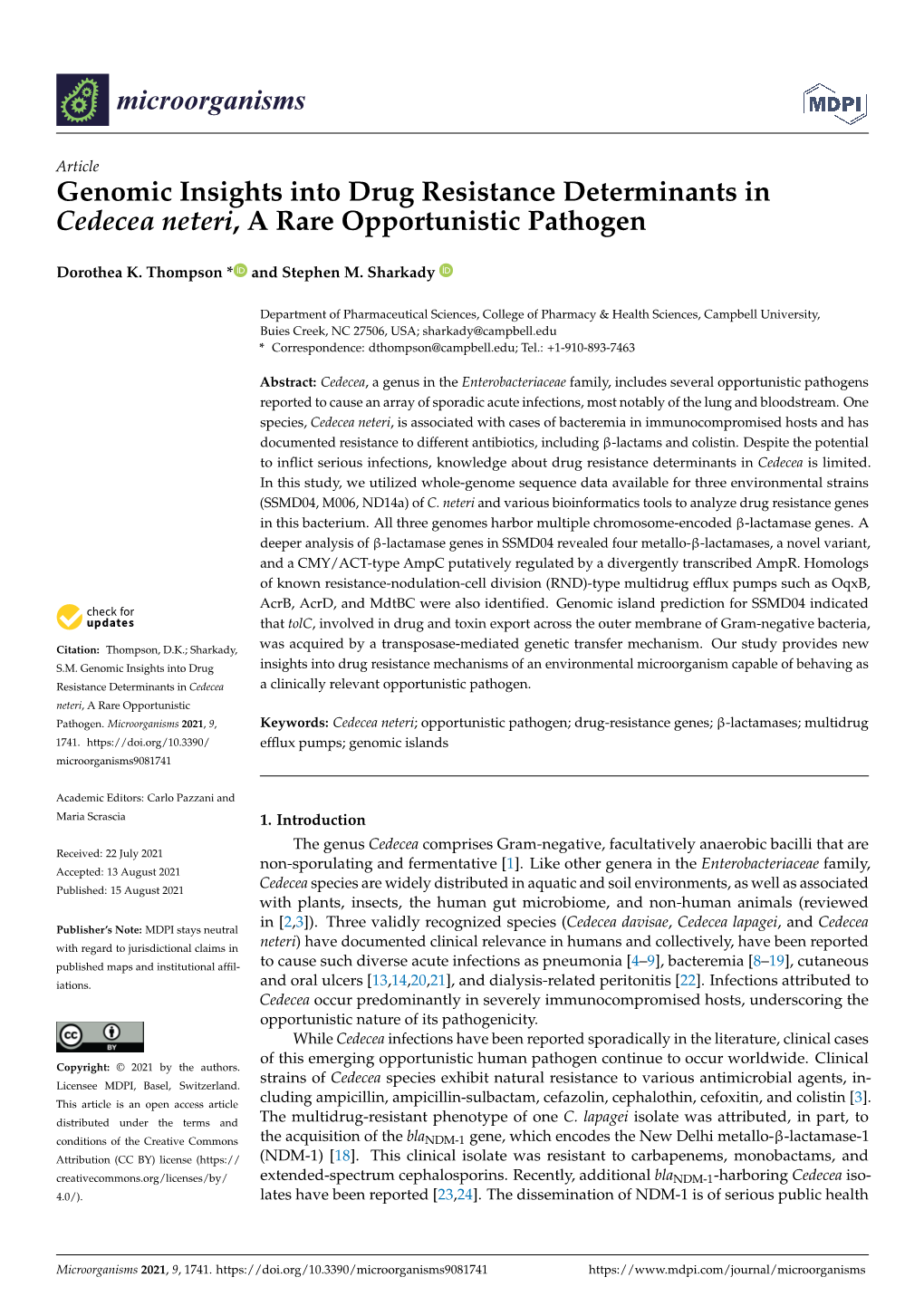 Genomic Insights Into Drug Resistance Determinants in Cedecea Neteri, a Rare Opportunistic Pathogen