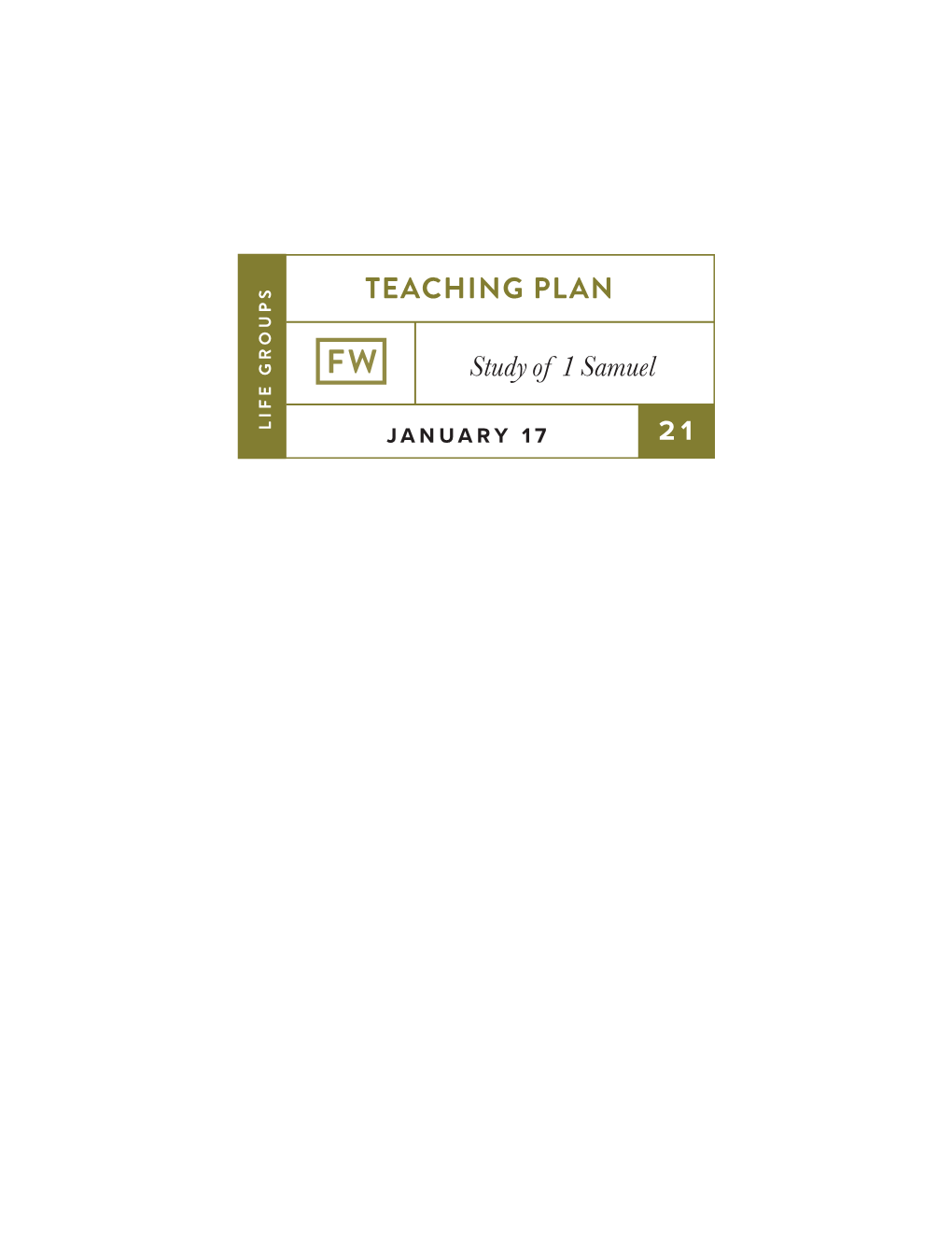 TEACHING PLAN Study of 1 Samuel