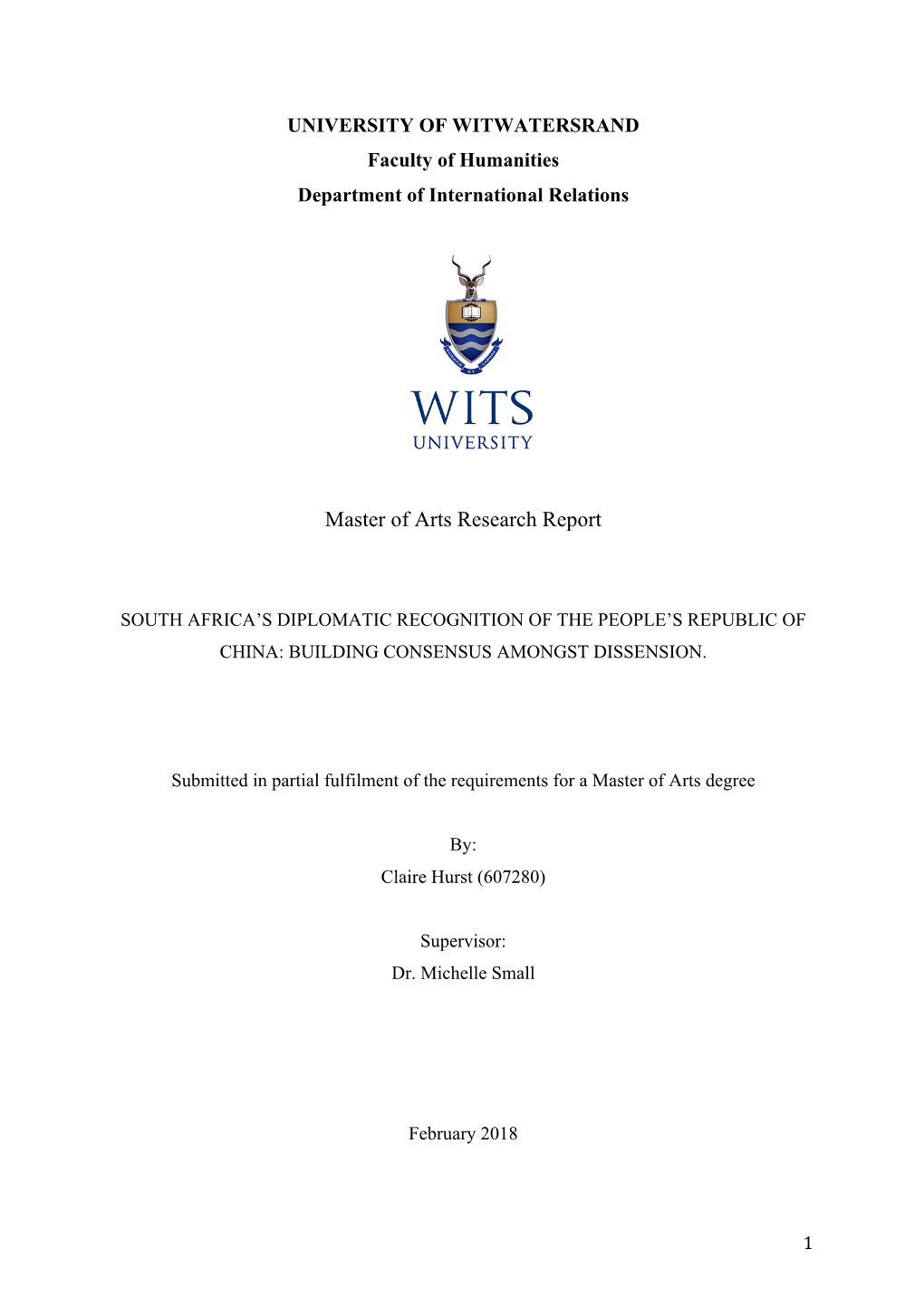 Master of Arts Research Report
