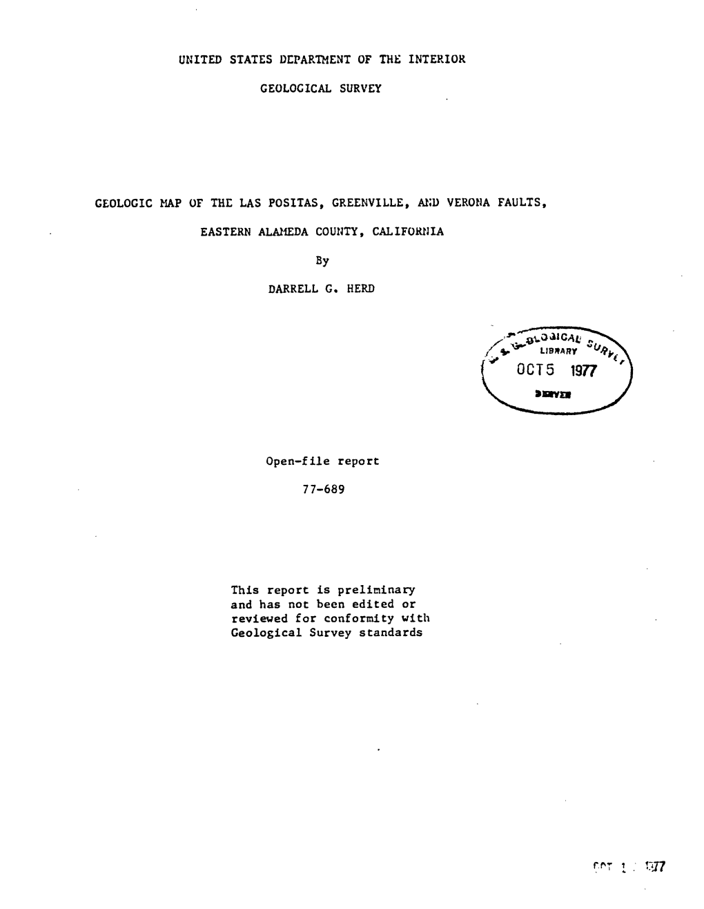 United States Department of the Interior Geological Survey Geologic Map of the Las Positas, Greenville, and Verona Faults, Easte