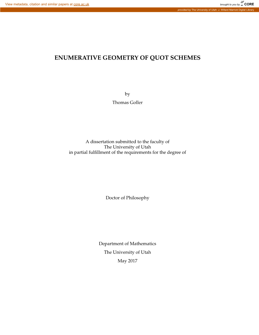 Enumerative Geometry of Quot Schemes