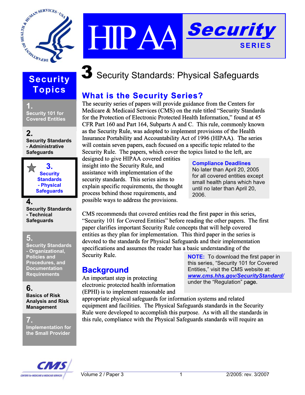HIPAA Security Standards: Physical Safeguards