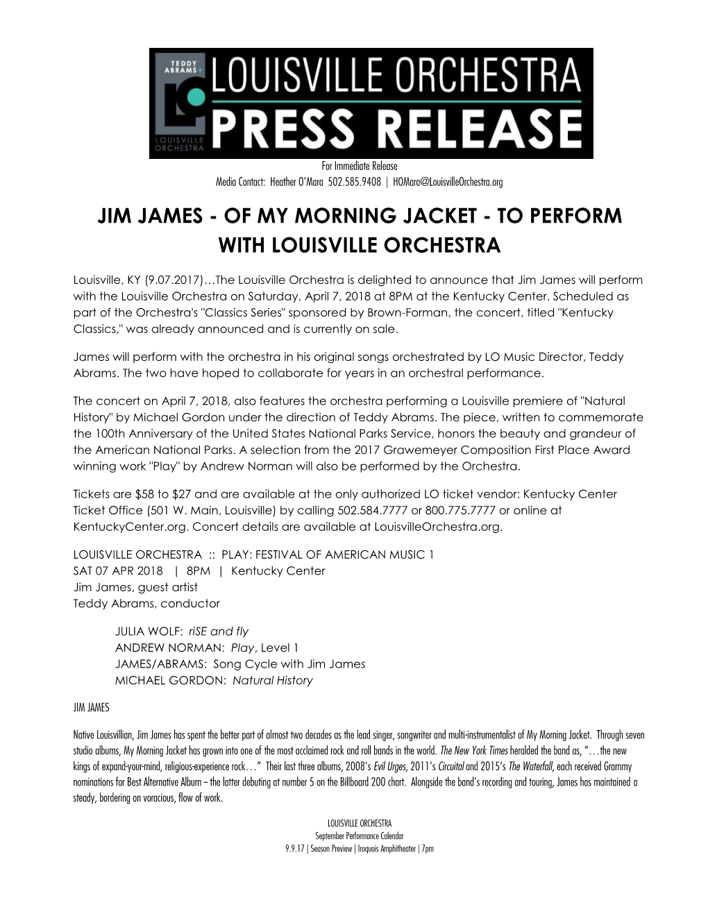 Jim James - of My Morning Jacket - to Perform with Louisville Orchestra