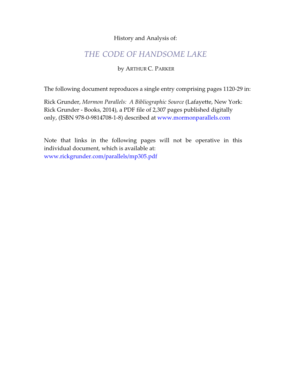 The Code of Handsome Lake