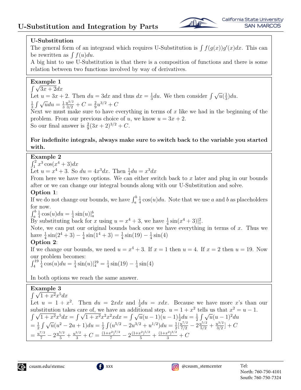 U-Substitution and Integration by Parts