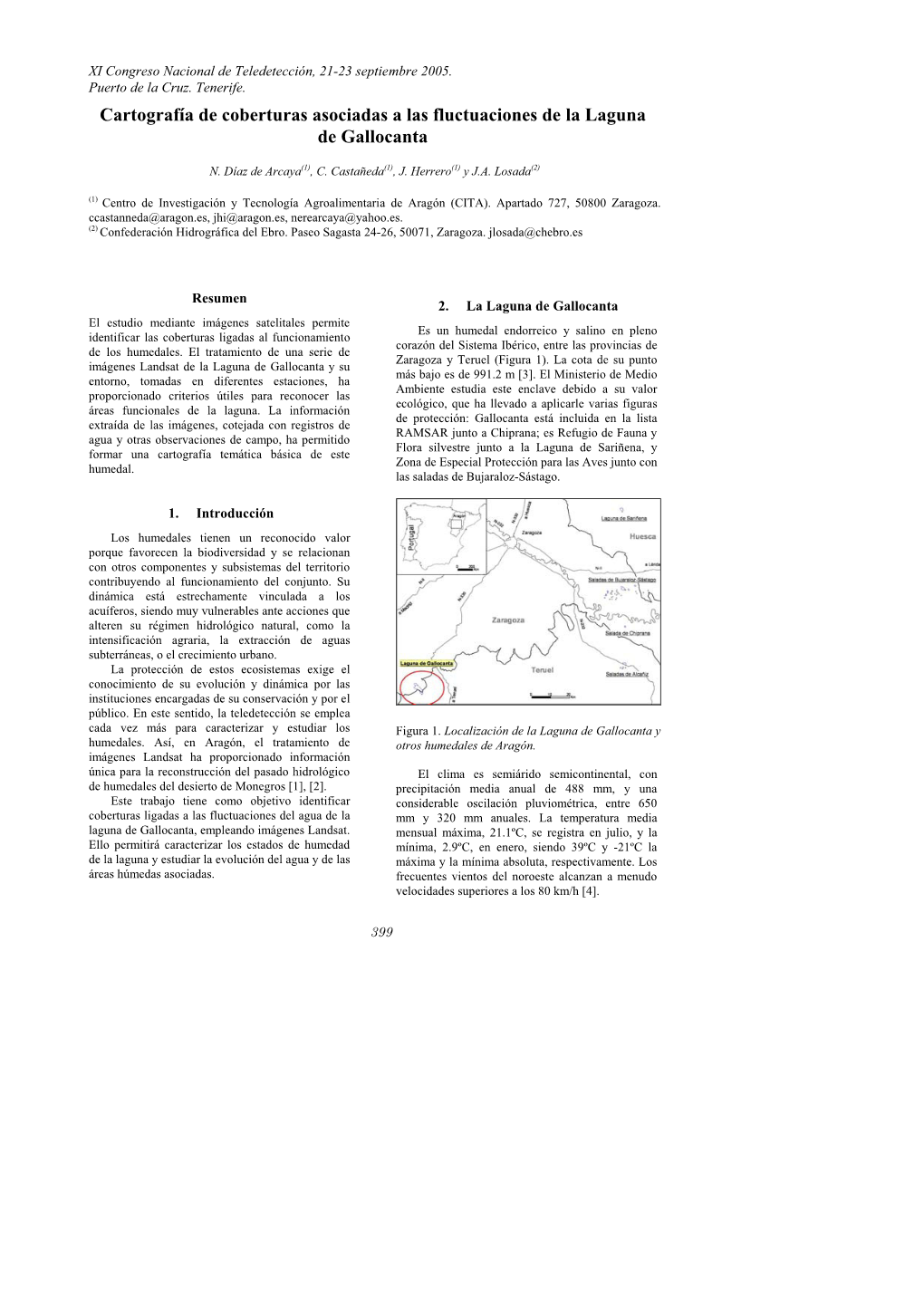 Cartografía De Coberturas Asociadas a Las Fluctuaciones De La Laguna De Gallocanta