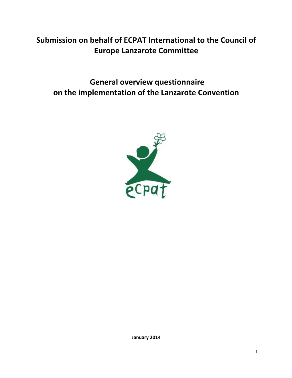 ECPAT International to the Council of Europe Lanzarote Committee