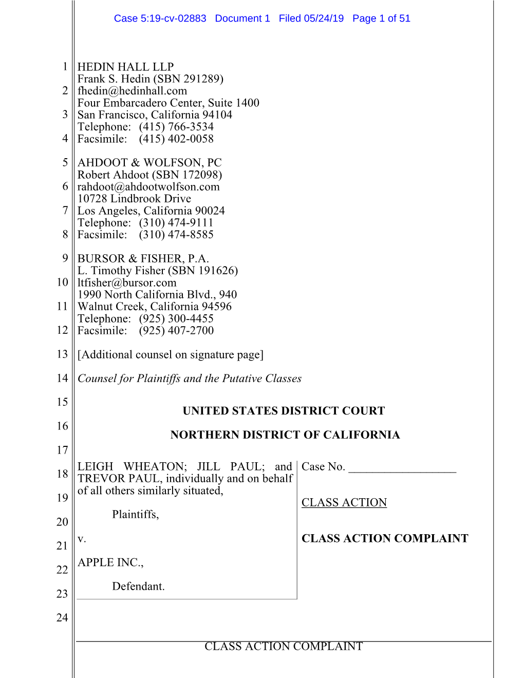 Wheaton Et Al. V. Apple Inc