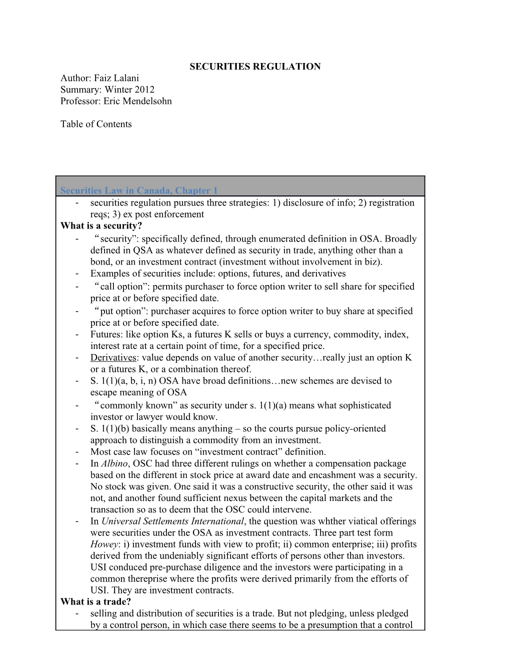 Securities Regulation s1