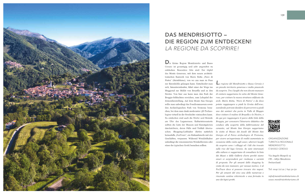 Das Mendrisiotto – Die Region Zum Entdecken! La Regione Da Scoprire!