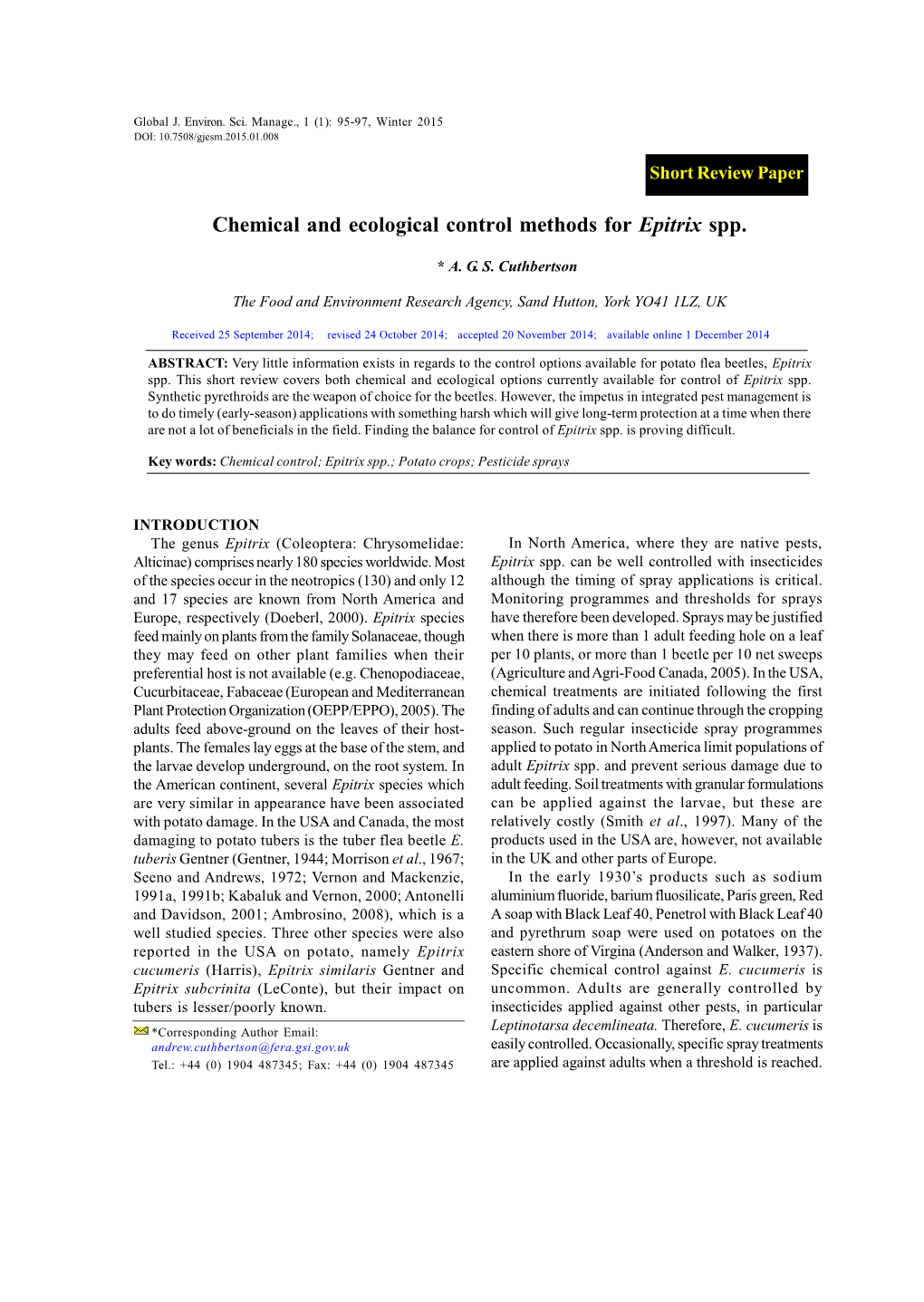 Chemical and Ecological Control Methods for Epitrix Spp