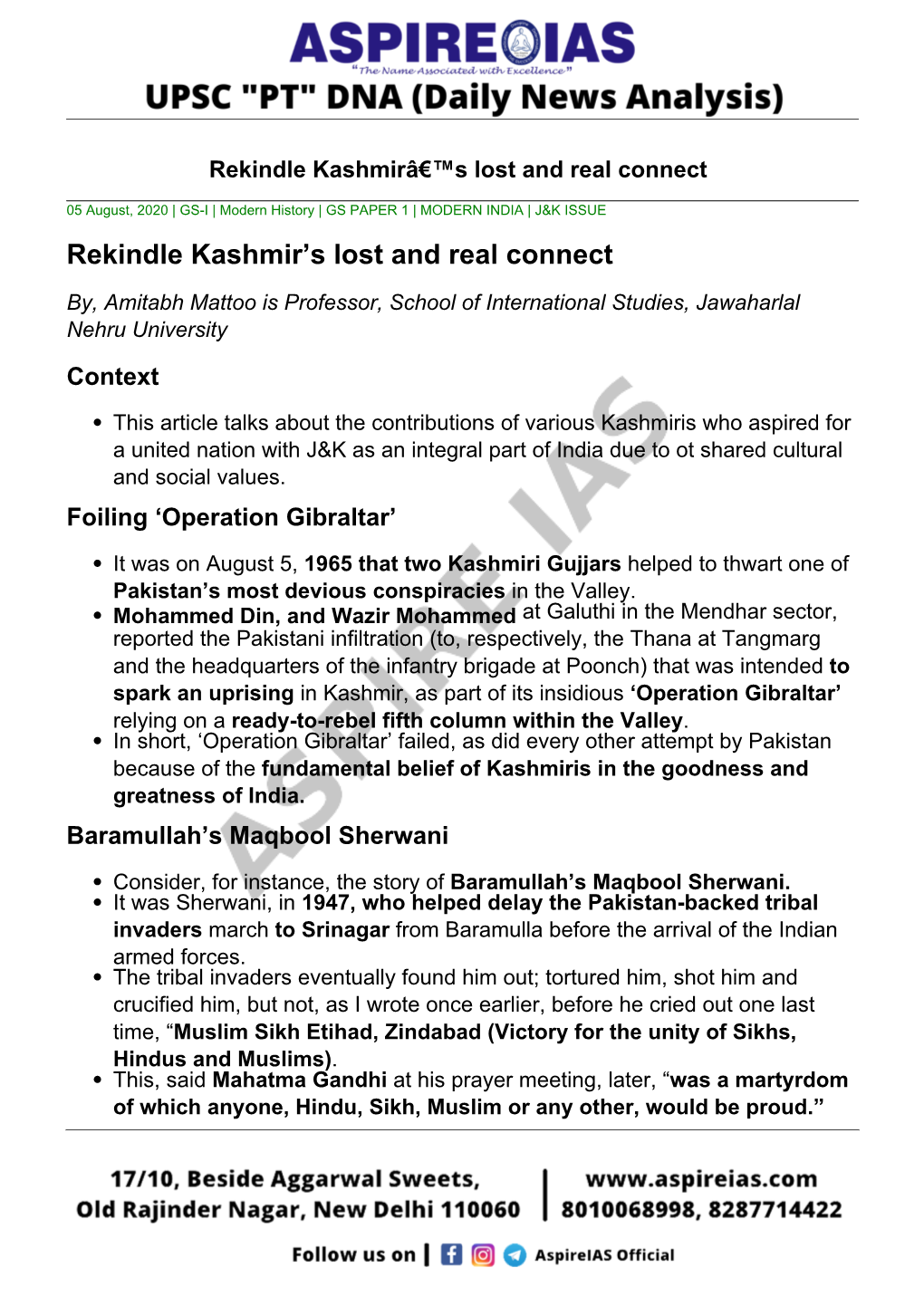 Rekindle Kashmir's Lost and Real Connect