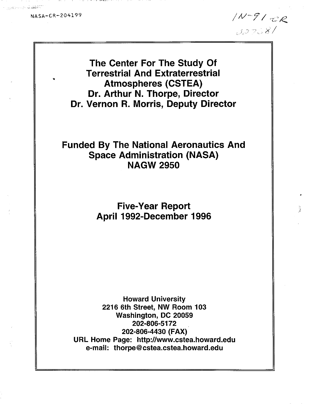 The Center for the Study of Terrestrial and Extraterrestrial Atmospheres (CSTEA) Dr