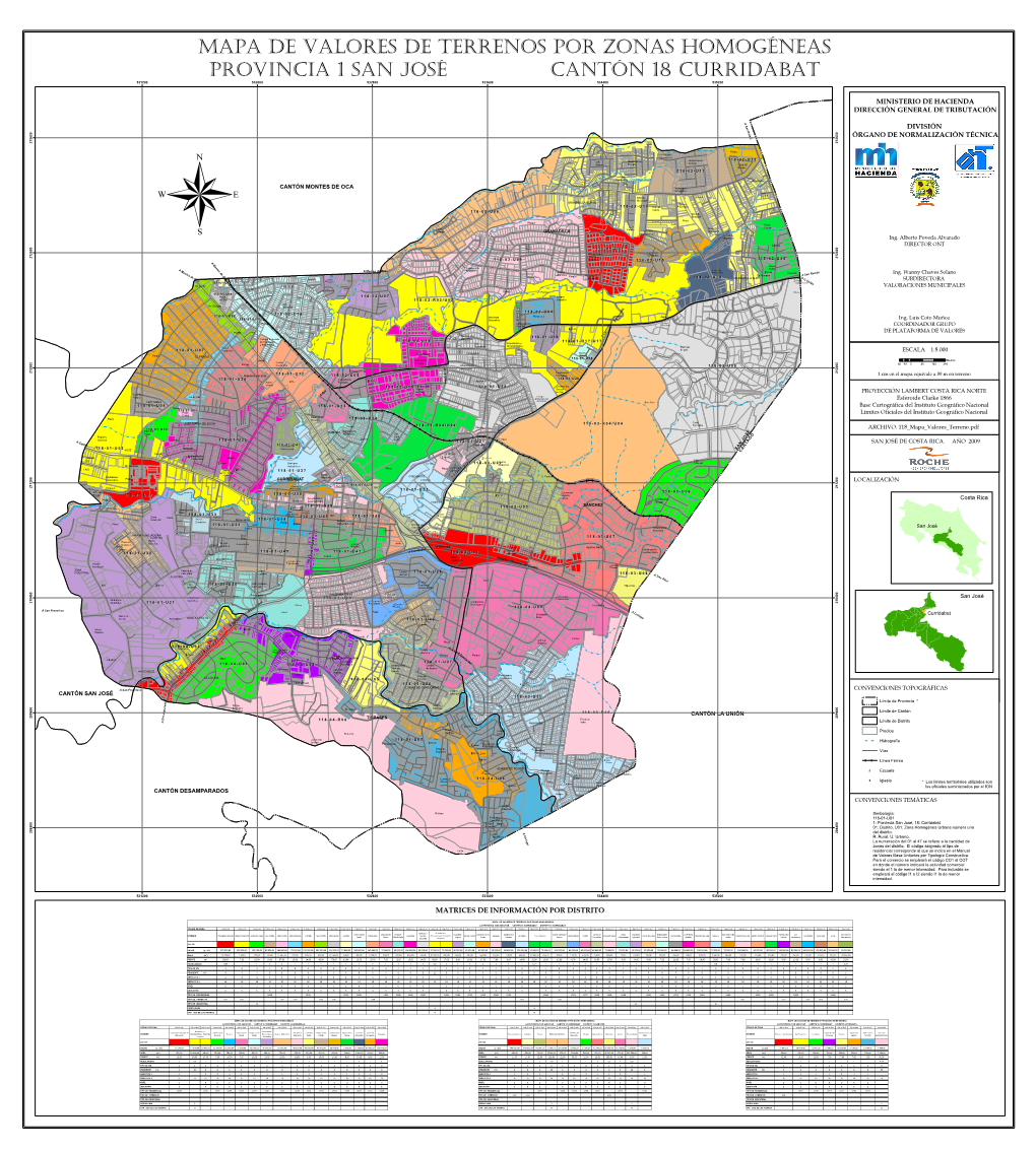 Mapa Del Cantón Curridabat 18, Distrito 01 a 03