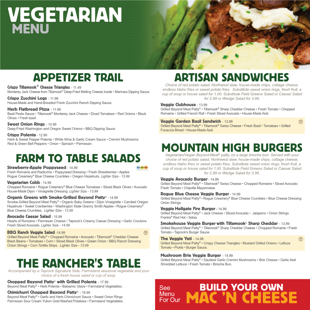 Vegetarian Menu