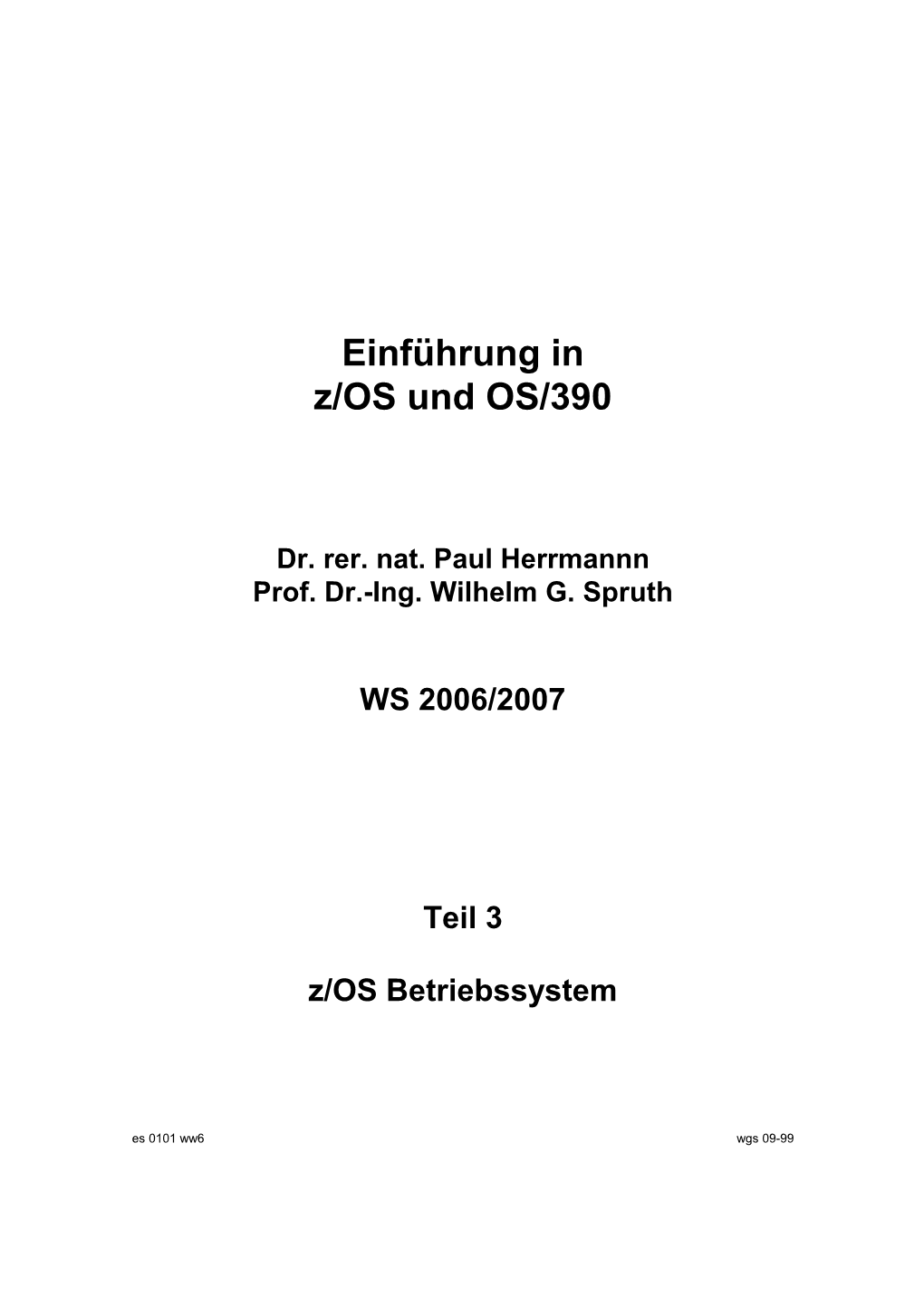 Einführung in Z/OS Und OS/390