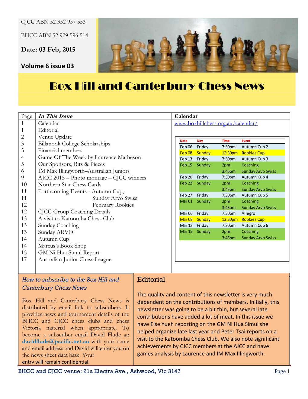 Box Hill and Canterbury Chess News