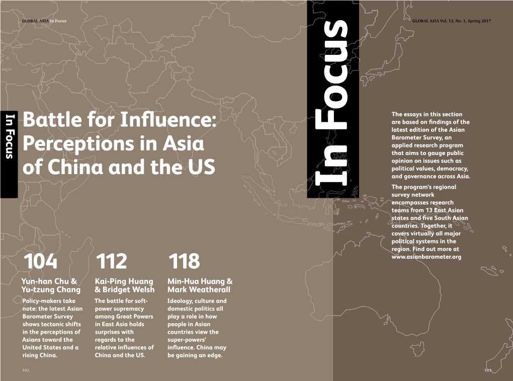 Perceptions in Asia of China and the US 104 112